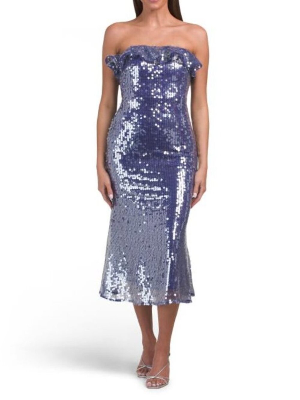 AMUR Braeylnn Mesh Sequin Midi Dress